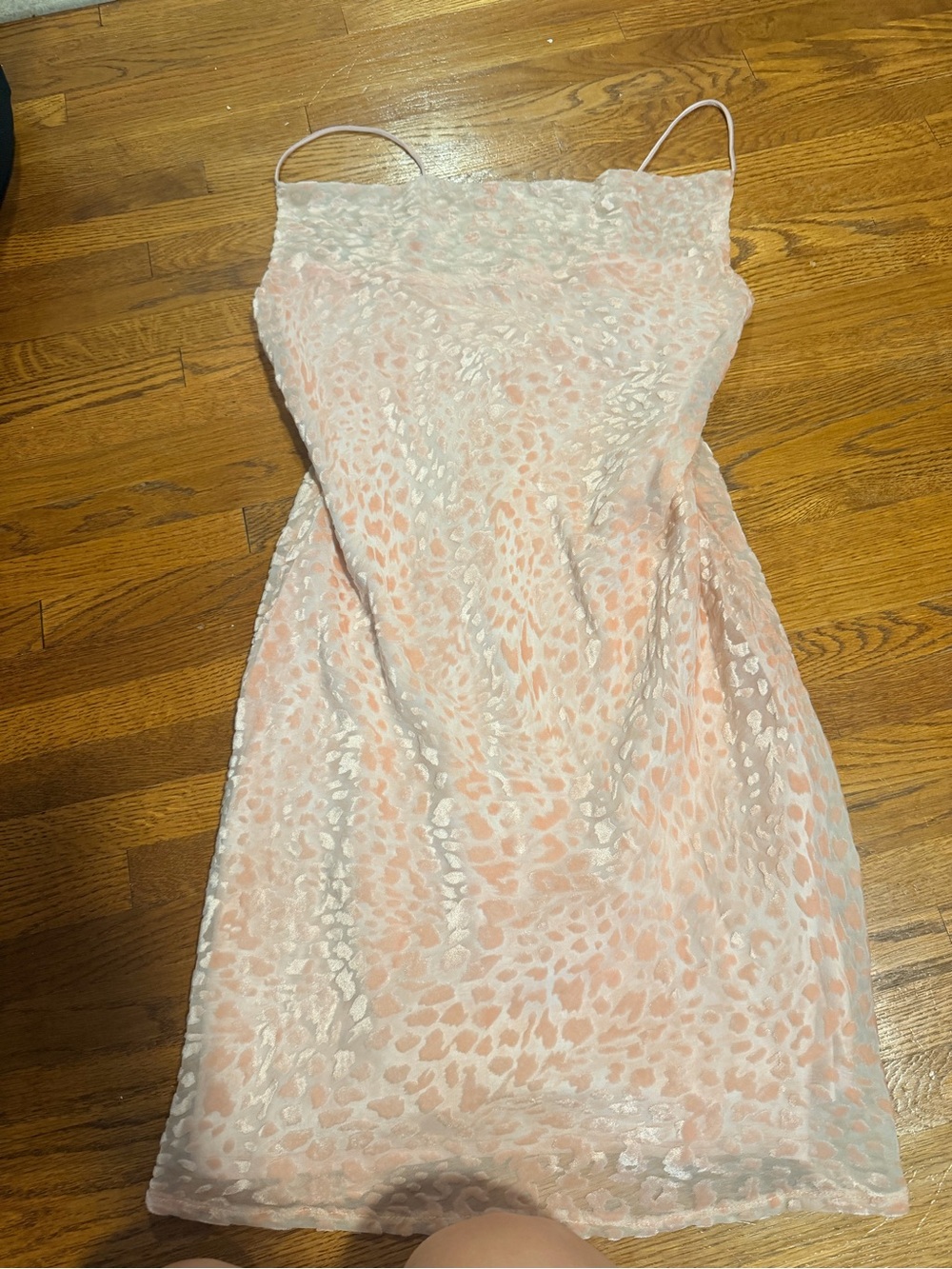 Petal Pink Slip Mini Dress with Subtle Animal Texture